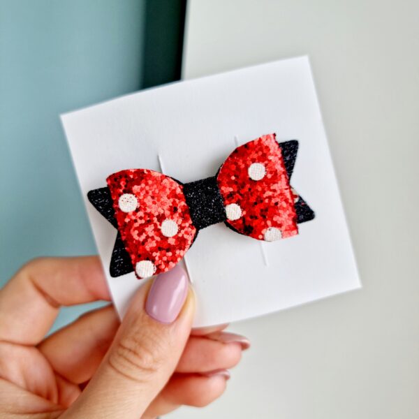 Kroko-klamber Minnie2(1) Kroko-klamber valgete täppidega