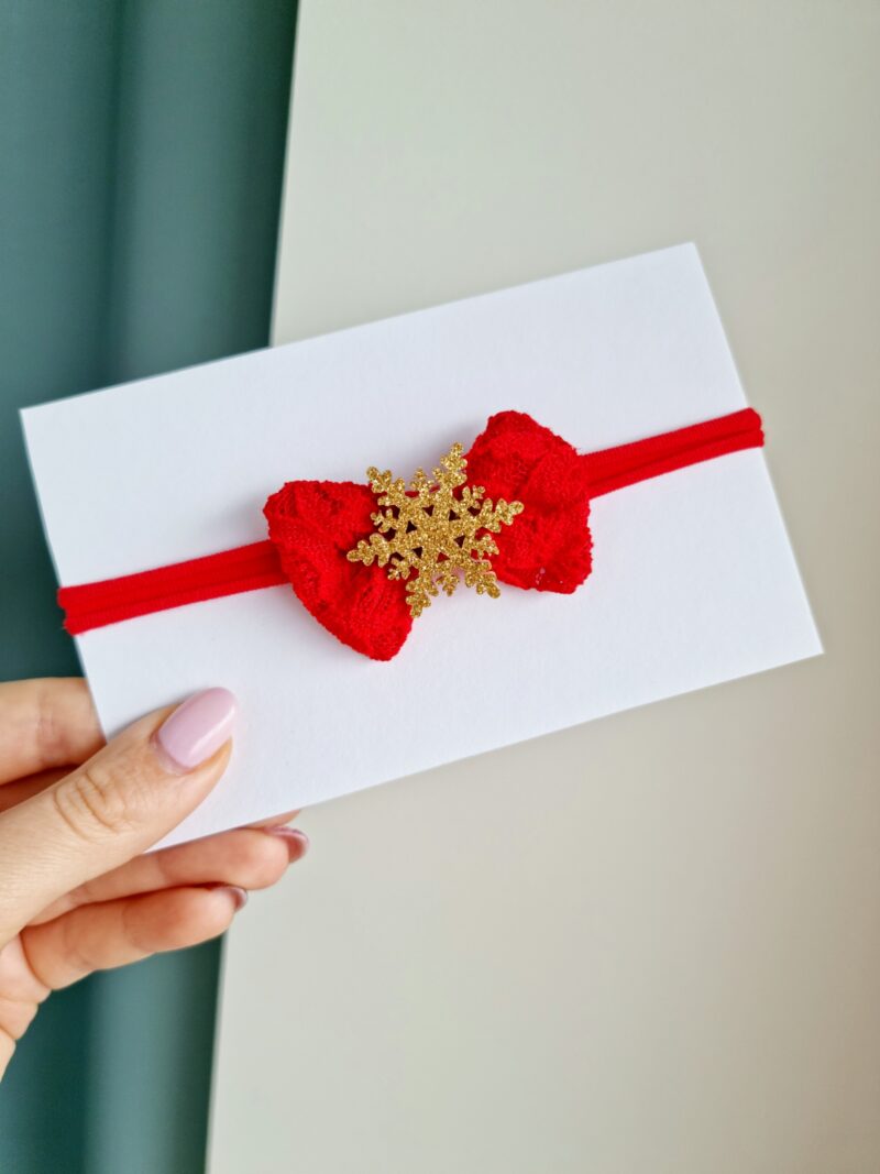 Jõulupeapael sädeleva lumehelbega pitsil