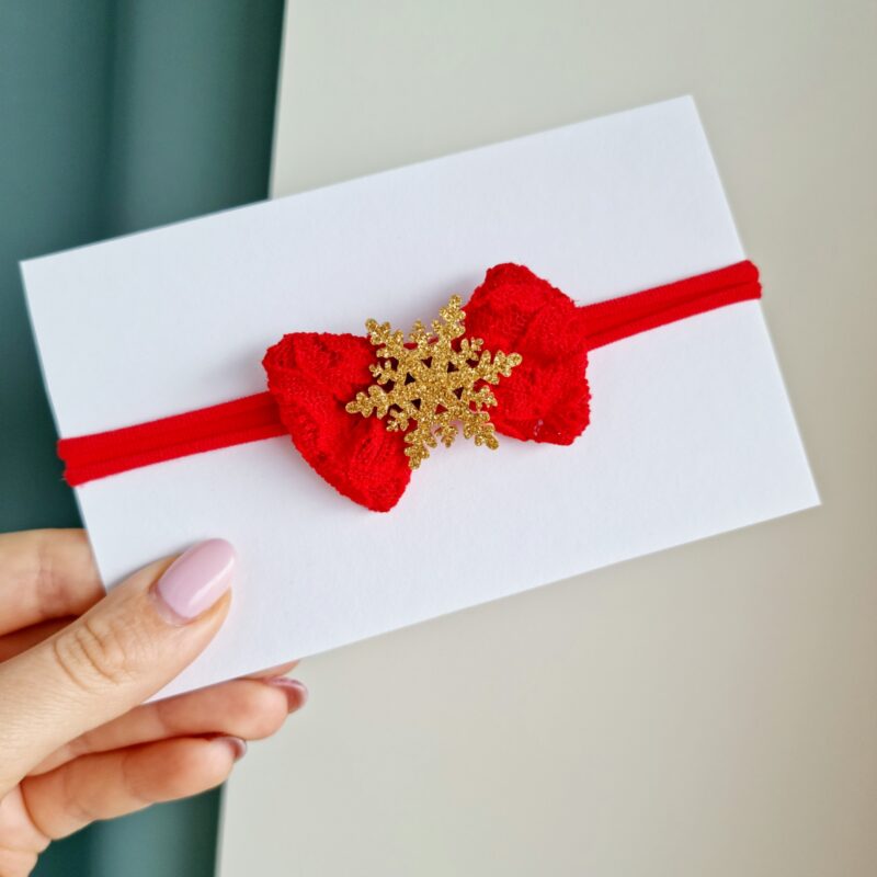 Jõulupeapael sädeleva lumehelbega pitsil