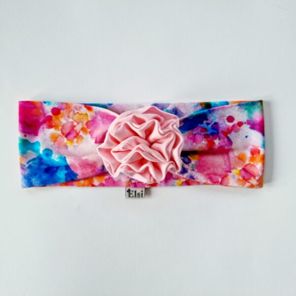 Värviline peapael heleroosa lillega