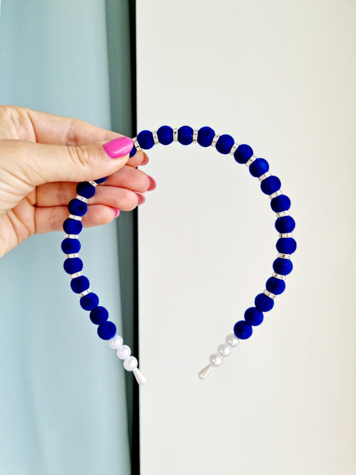 20220823_094838 Pärlitega peavõru tumesinine