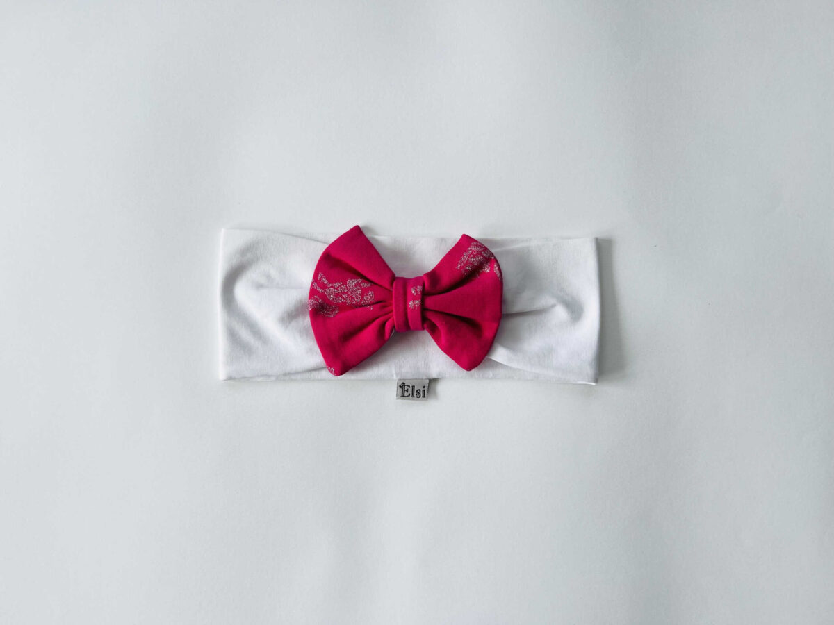 Valge peapael fuksia ükssarvikutega