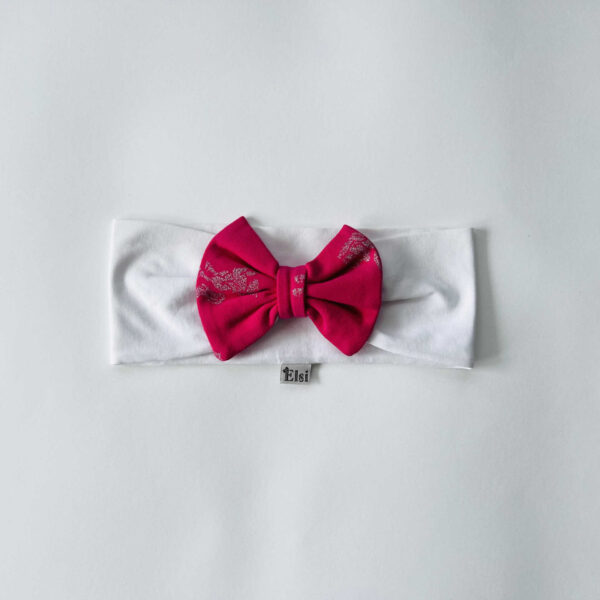 Valge peapael fuksia ükssarvikutega