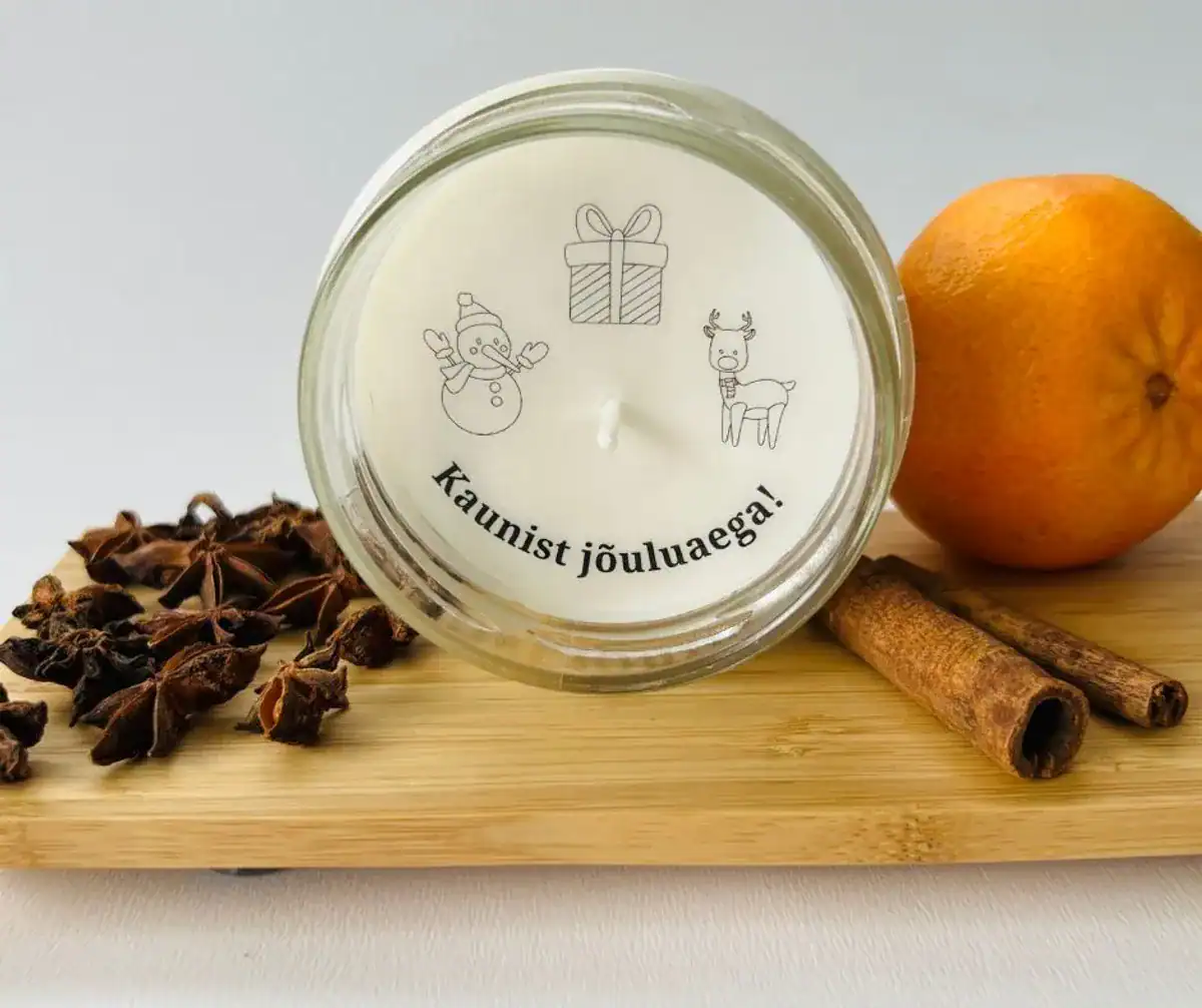 Sõnumiga küünal "Kaunist jõuluaega"