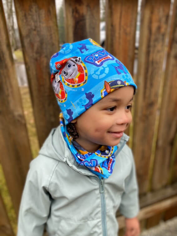 Käpapatrulliga müts ja torusall Topeltpuuvillane müts ja sall käpapatrulliga tuukrimüts