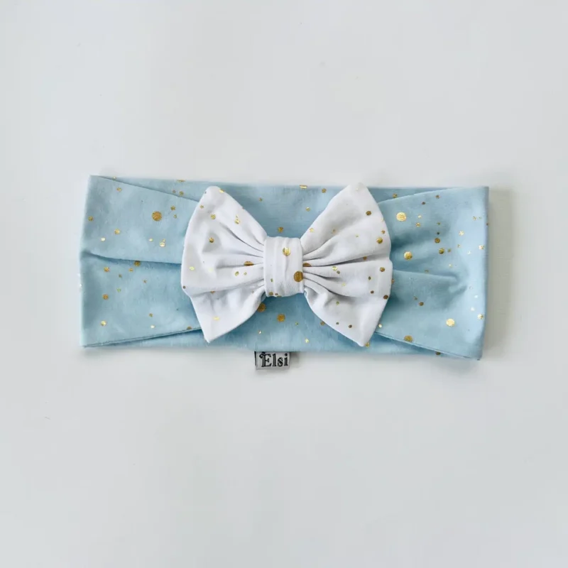 Helesinine peapael valge kuldsete täppidega lips