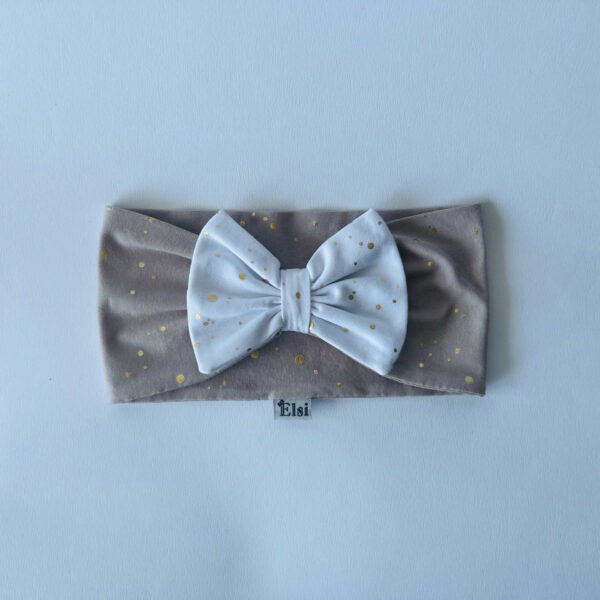 Beež peapael valge kuldsete täppidega lips