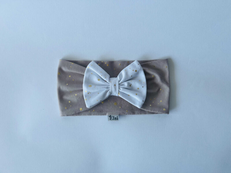 Beež peapael valge kuldsete täppidega lips