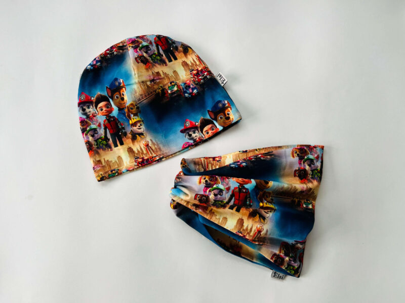 Topeltpuuvillane müts ja sall käpapatrulliga tuukrimüts