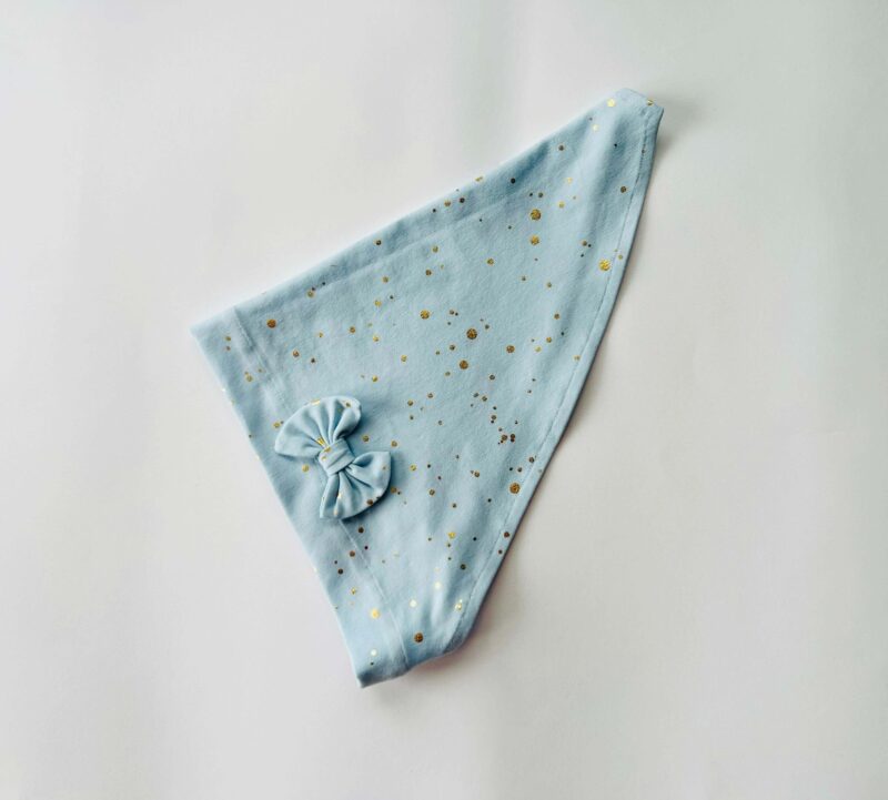 Pearätt helesinisel kuldsed täpid lipsuga